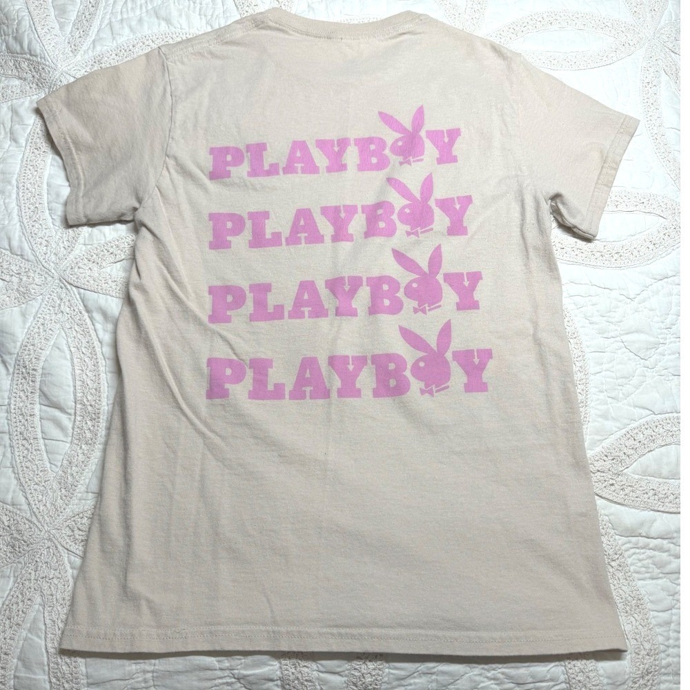 Y2K Playboy Graphic T-Shirt Streetwear Minimalist Short Sleeve Retro Mens Small